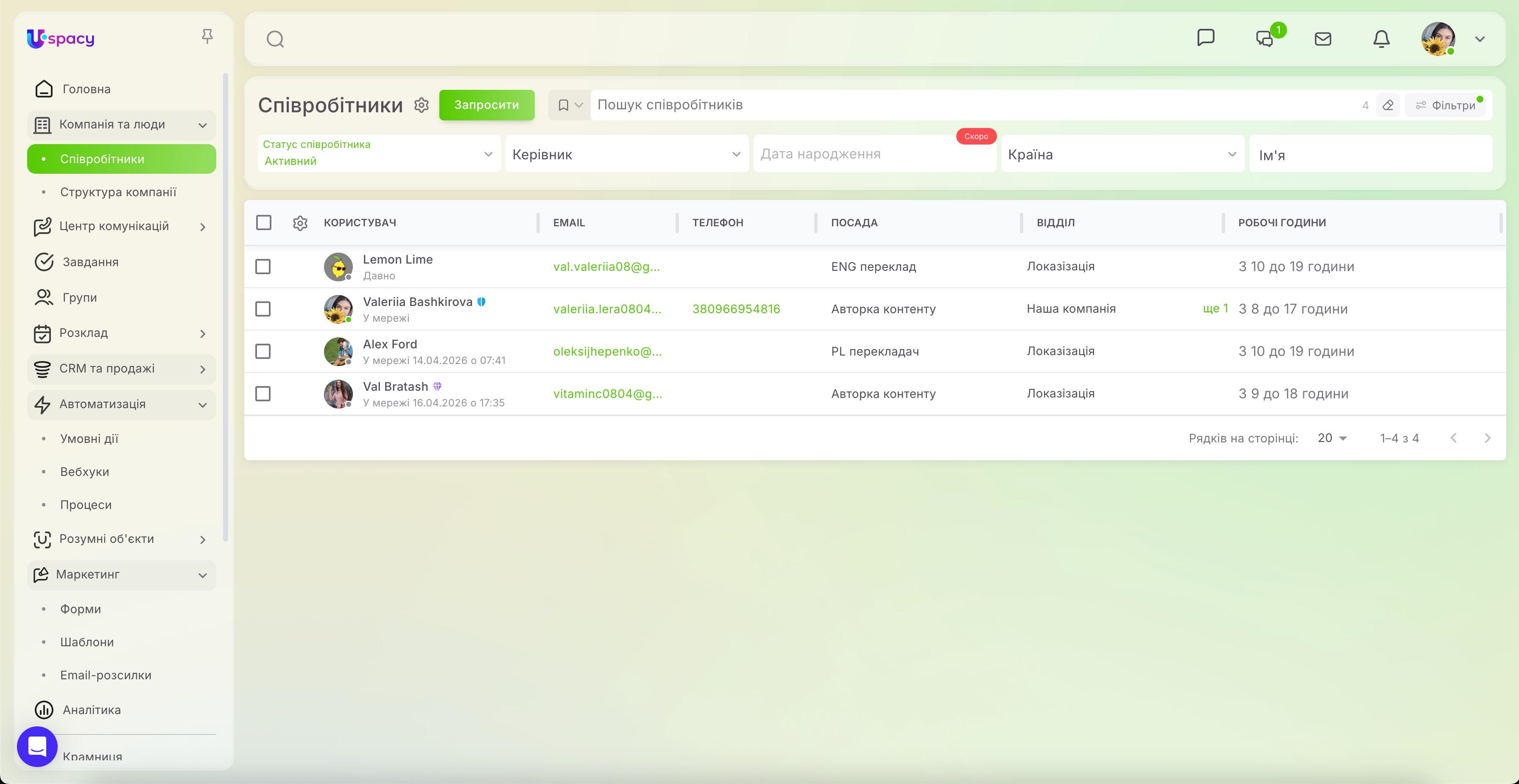 search and filters. Employee list1.jpg
